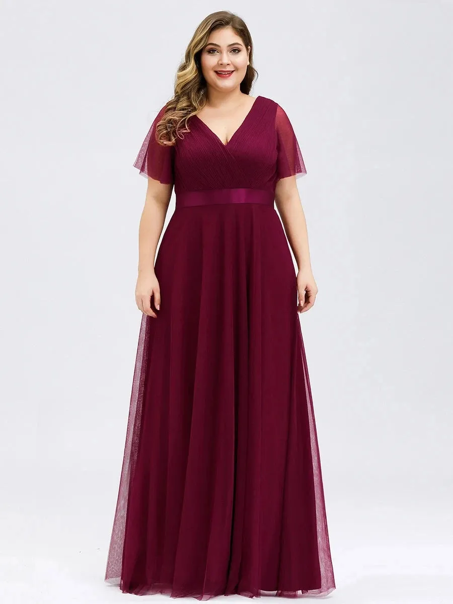 Elegant A-Line Tulle Bridesmaid Dress  Plus Size Evening Gown