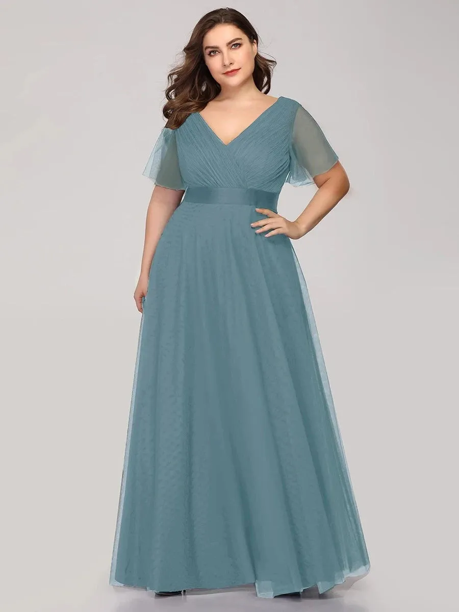 Elegant A-Line Tulle Bridesmaid Dress  Plus Size Evening Gown