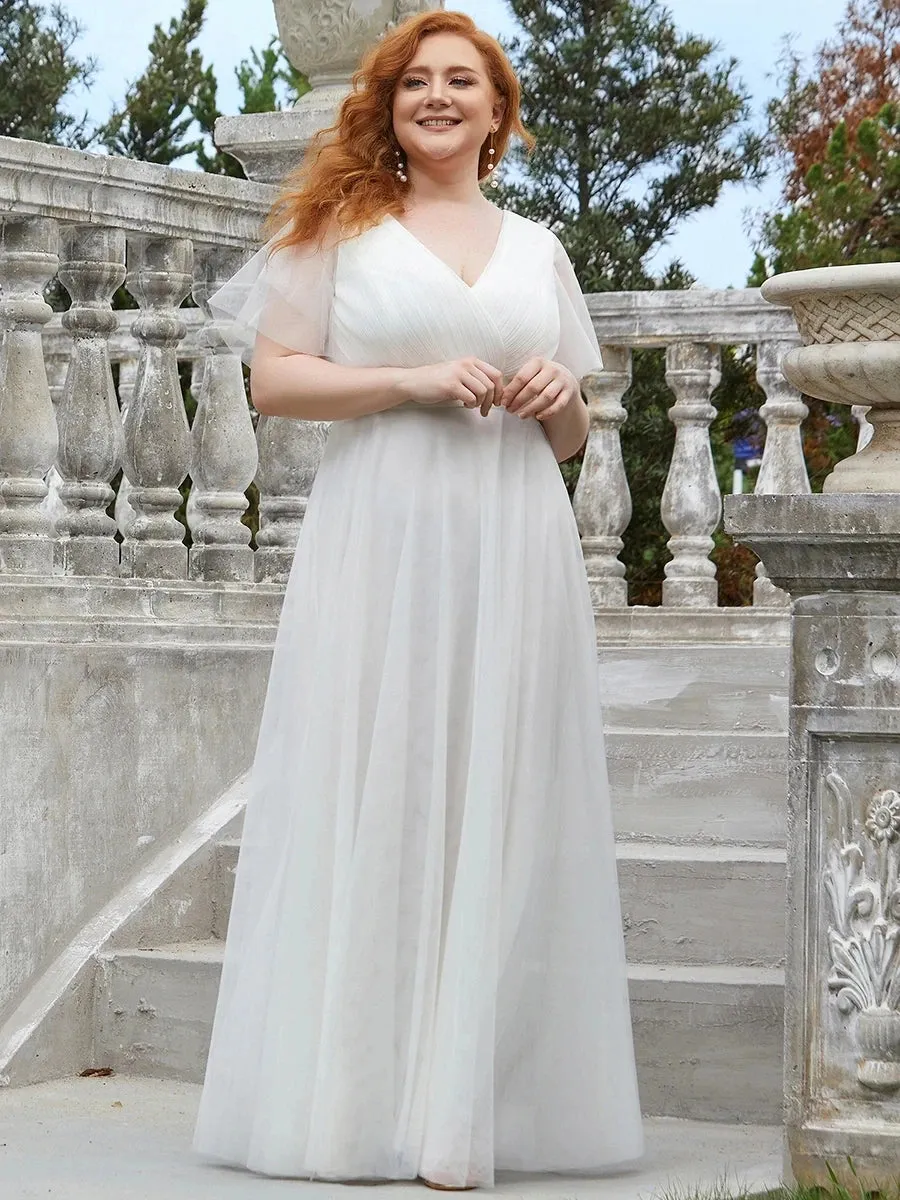 Elegant A-Line Tulle Bridesmaid Dress  Plus Size Evening Gown
