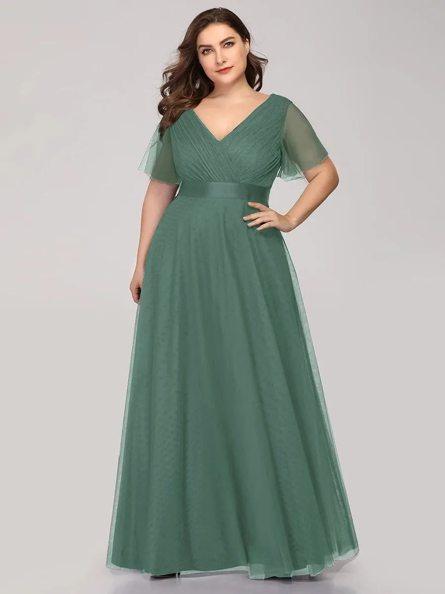 Elegant A-Line Tulle Bridesmaid Dress  Plus Size Evening Gown