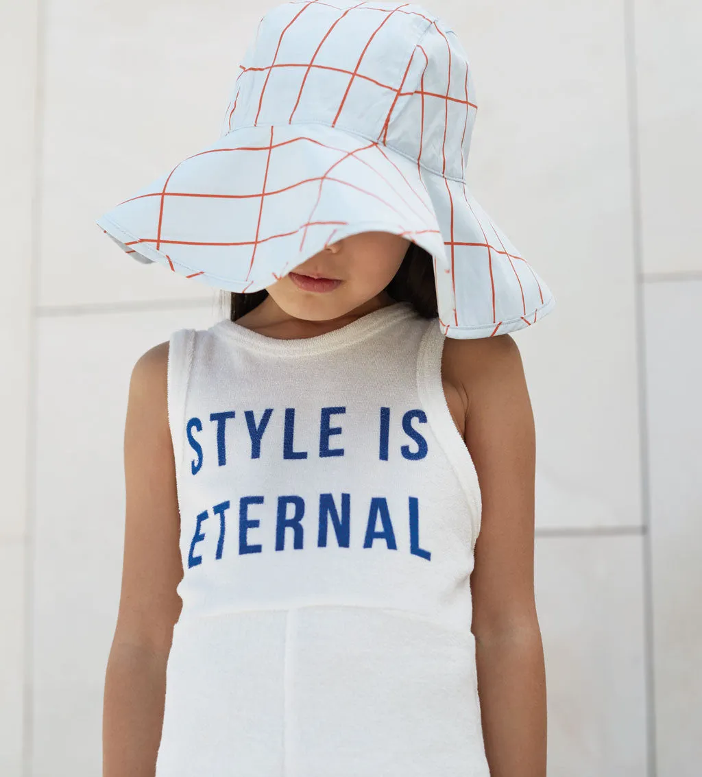 Grid Sun Hat, Light Blue