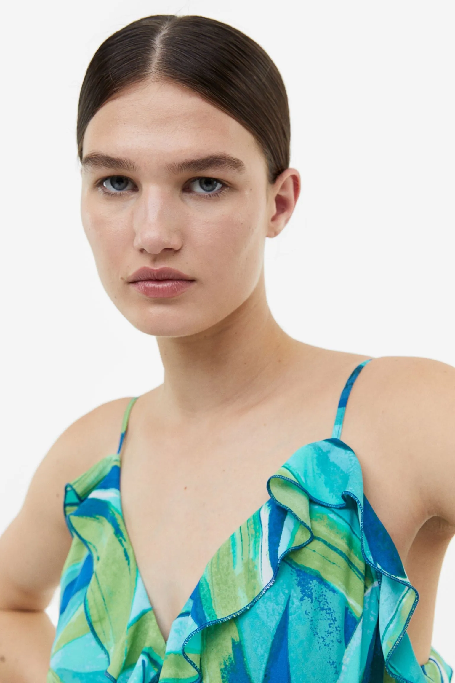H&M Flounce-trimmed Wrap dress, turquoise