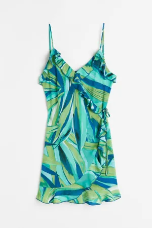H&M Flounce-trimmed Wrap dress, turquoise