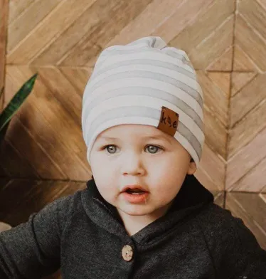 Kai   Ezra - Baby Beanie in Grey Stripe