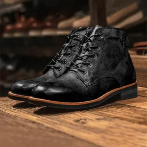 Men's Leather Ankle Boots: Lace-Up Design
