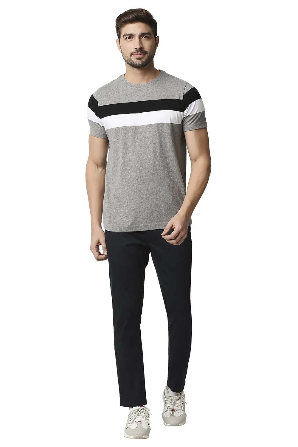 Muscle Fit Stripe Crew Neck T-shirt