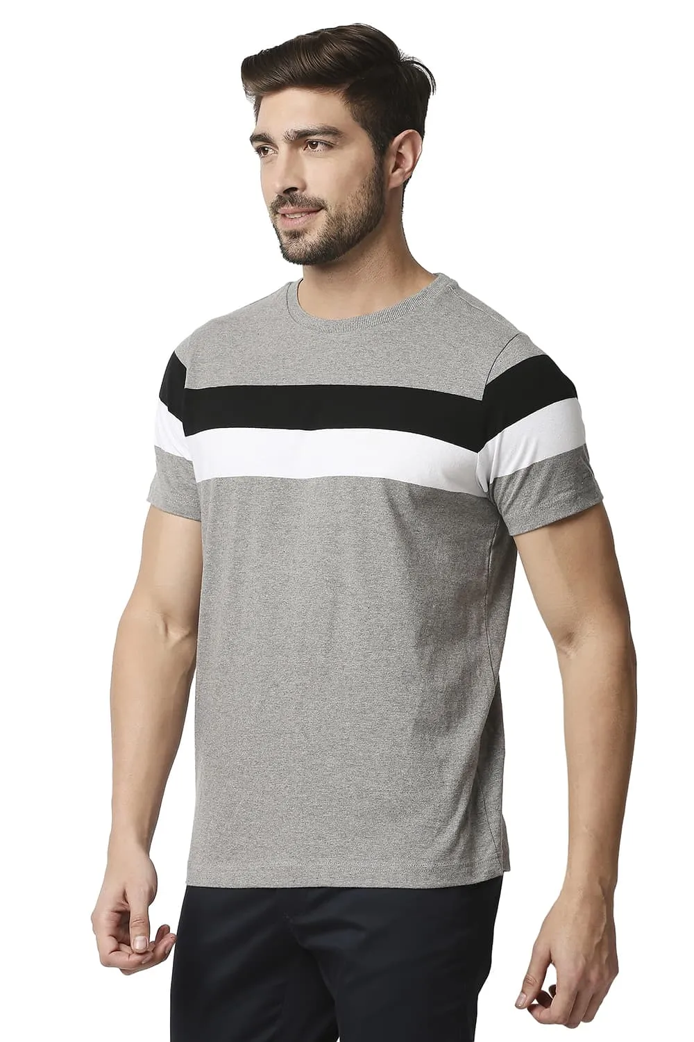 Muscle Fit Stripe Crew Neck T-shirt