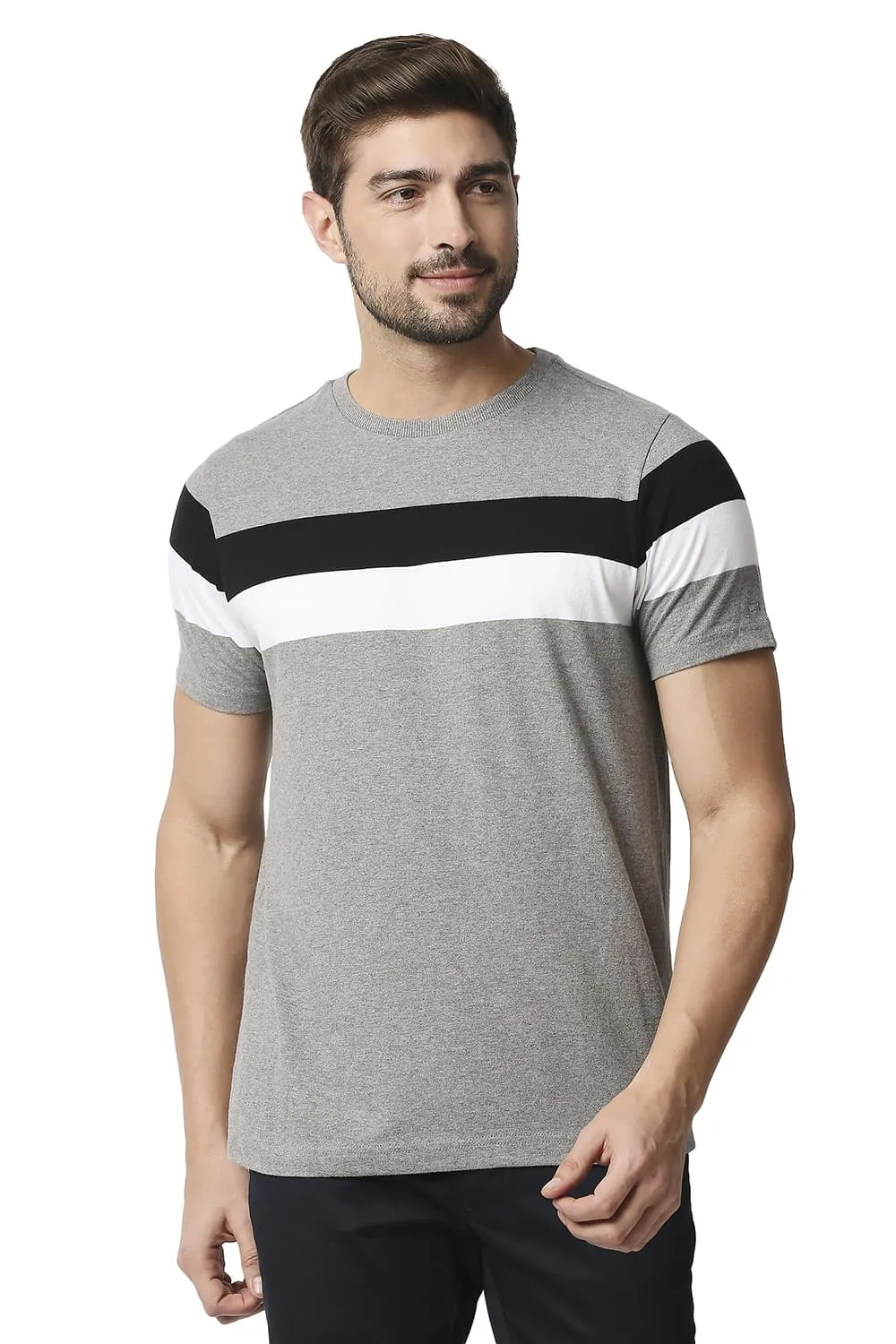 Muscle Fit Stripe Crew Neck T-shirt