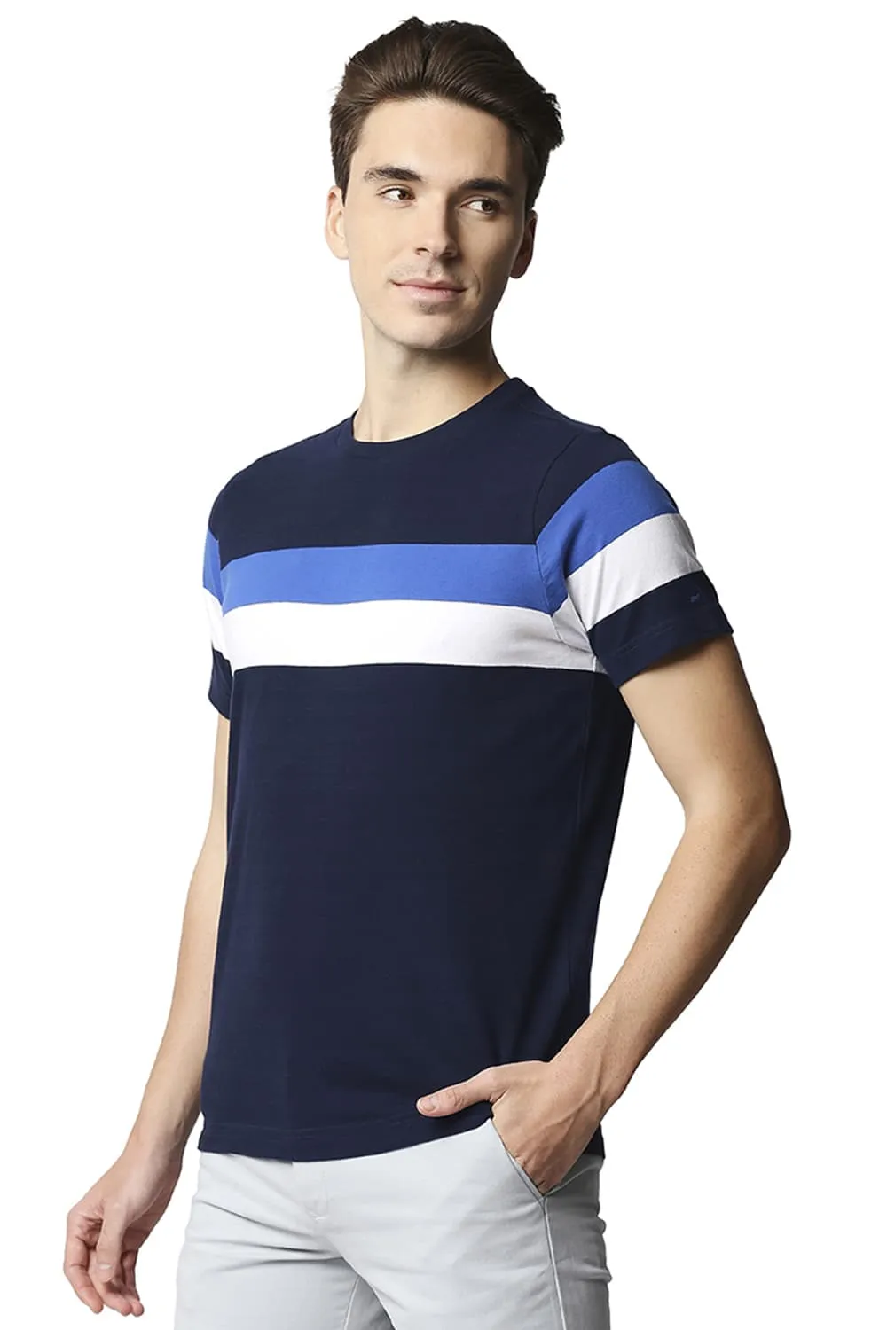 Muscle Fit Stripe Crew Neck T-shirt