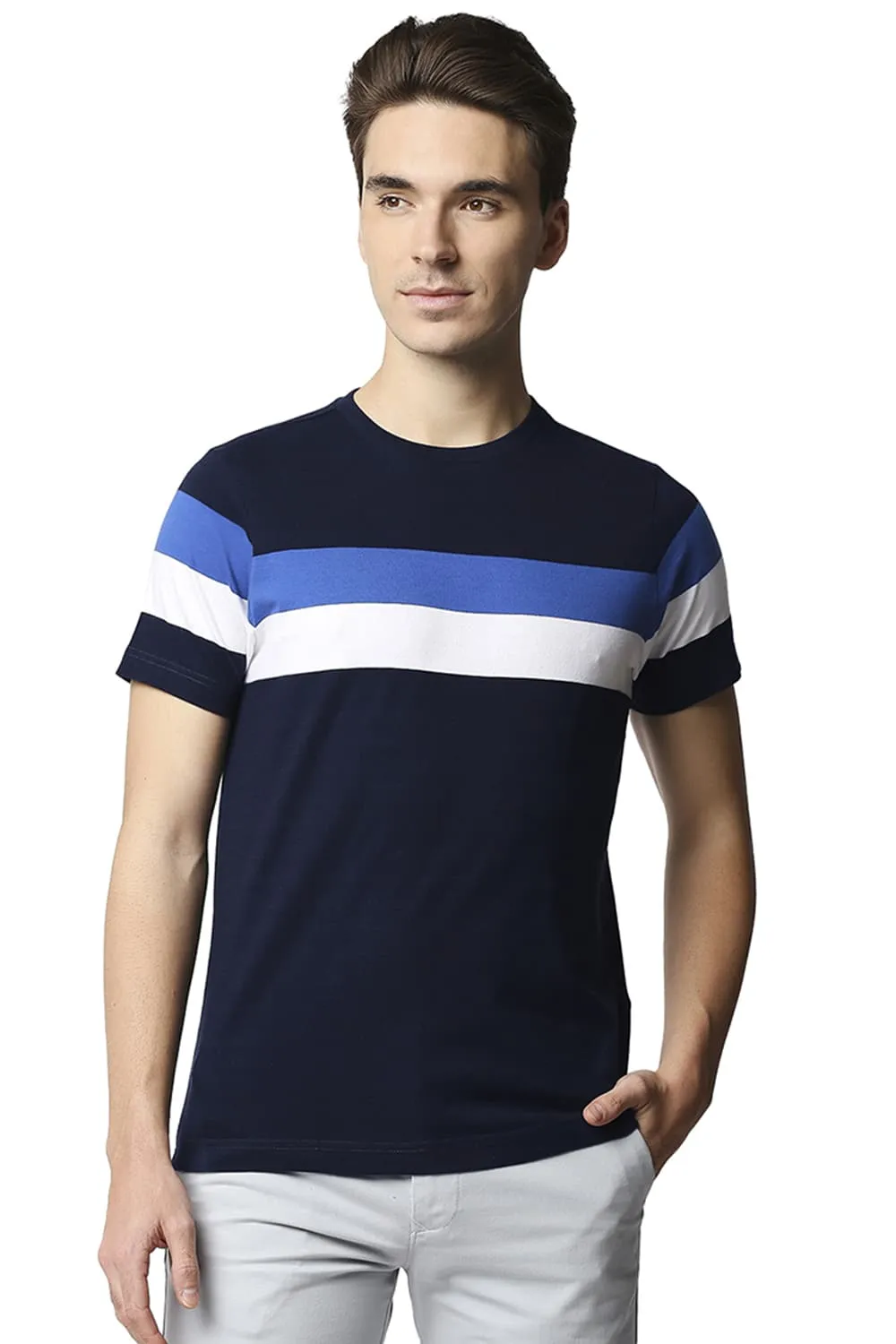 Muscle Fit Stripe Crew Neck T-shirt