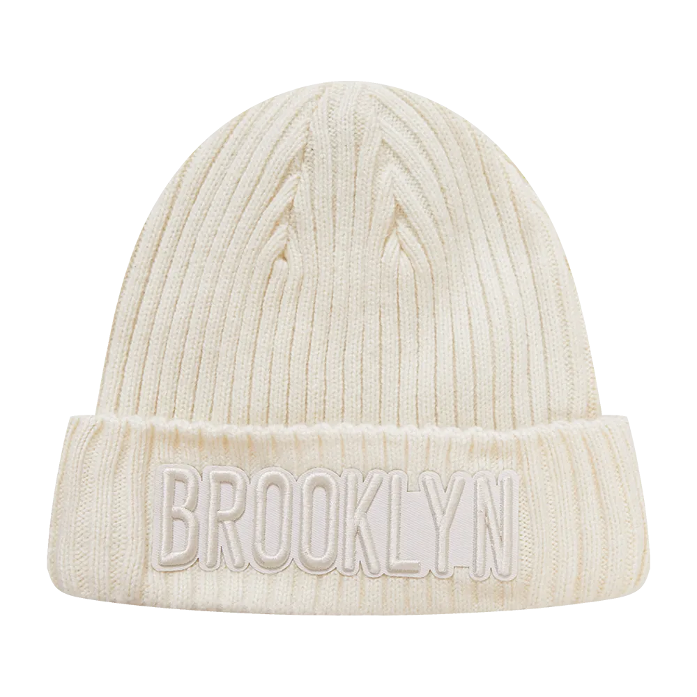 NBA BROOKLYN NETS NEUTRAL UNISEX BEANIE (EGGSHELL)