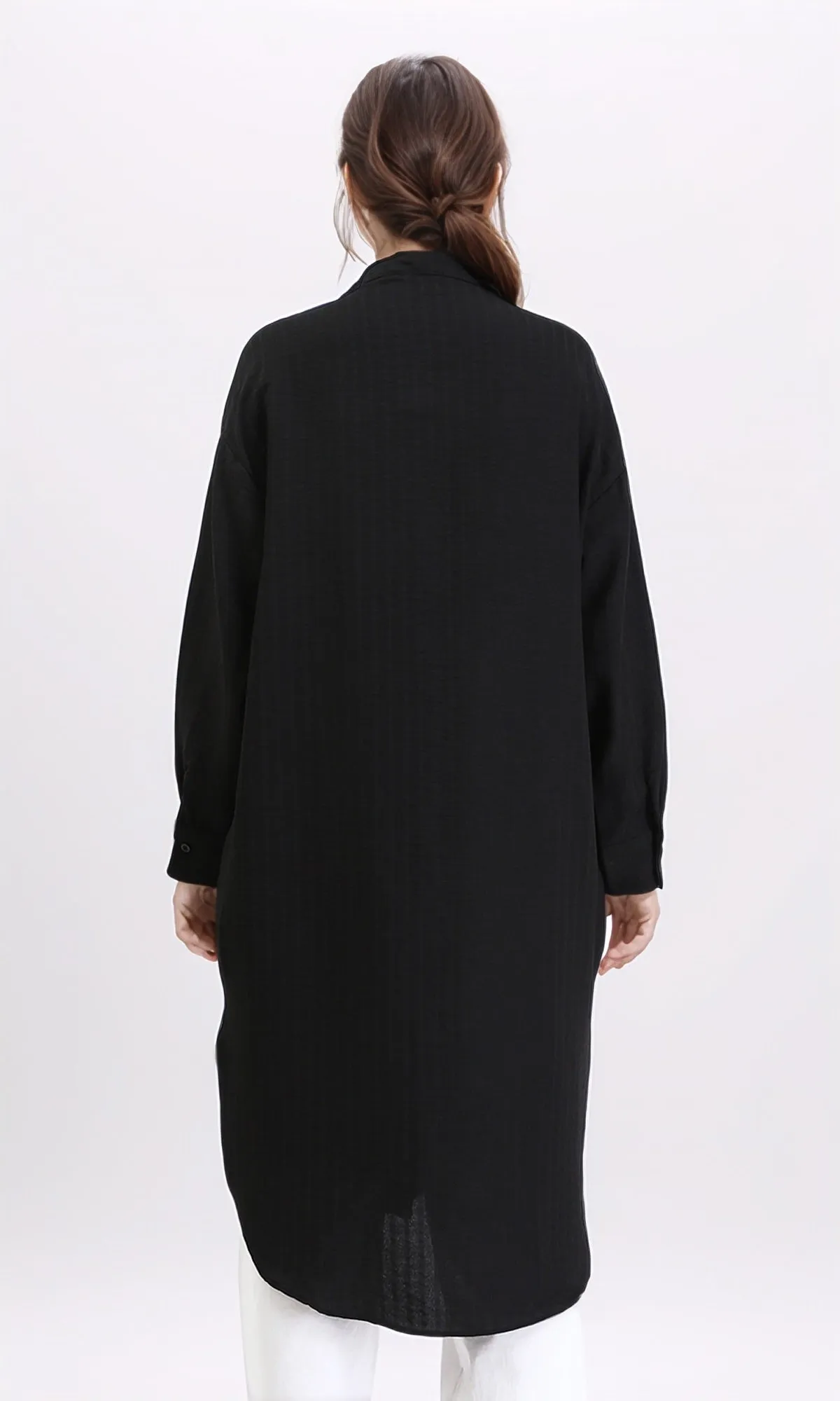R209978 - Self Striped Long Sleeves Shirt - Black