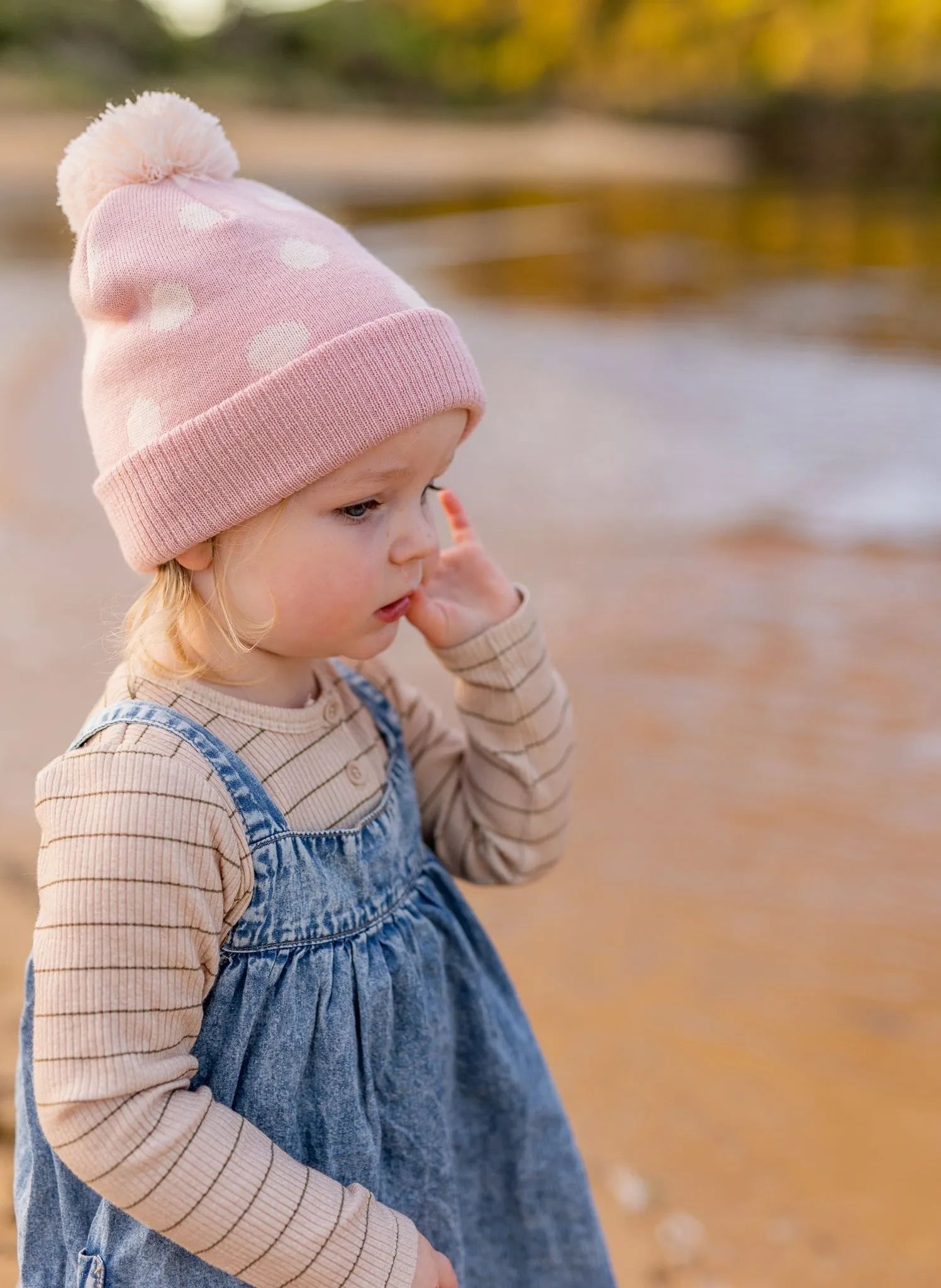 Raindrops Merino Beanie Pink