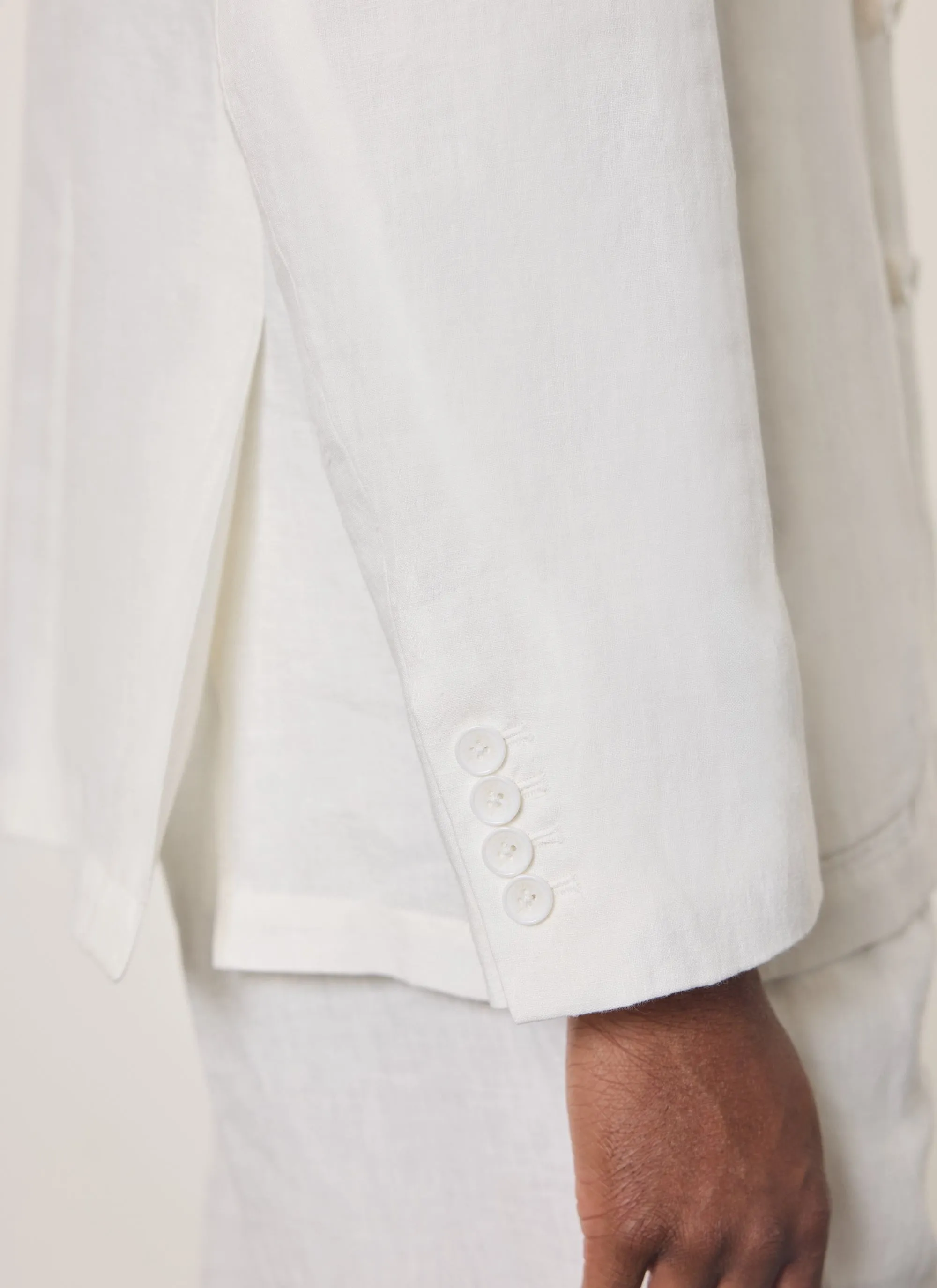 Relaxed Tailored Linen Blazer | White