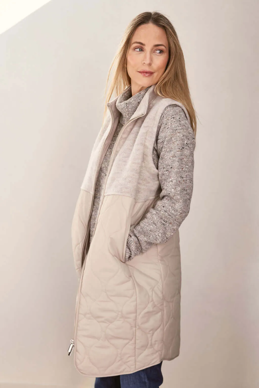 See Saw Boiled Wool Quilted Vest in Natural