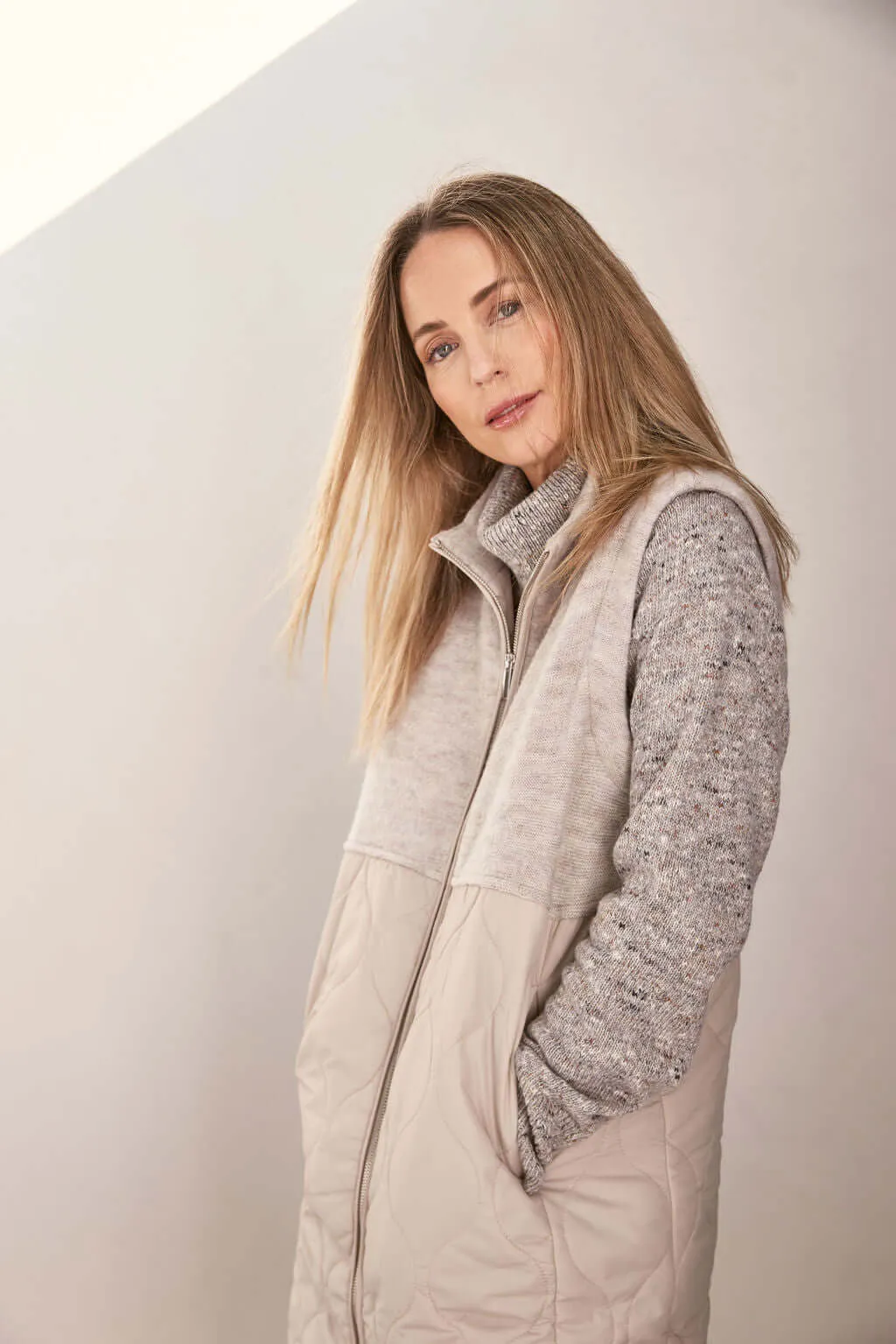 See Saw Boiled Wool Quilted Vest in Natural