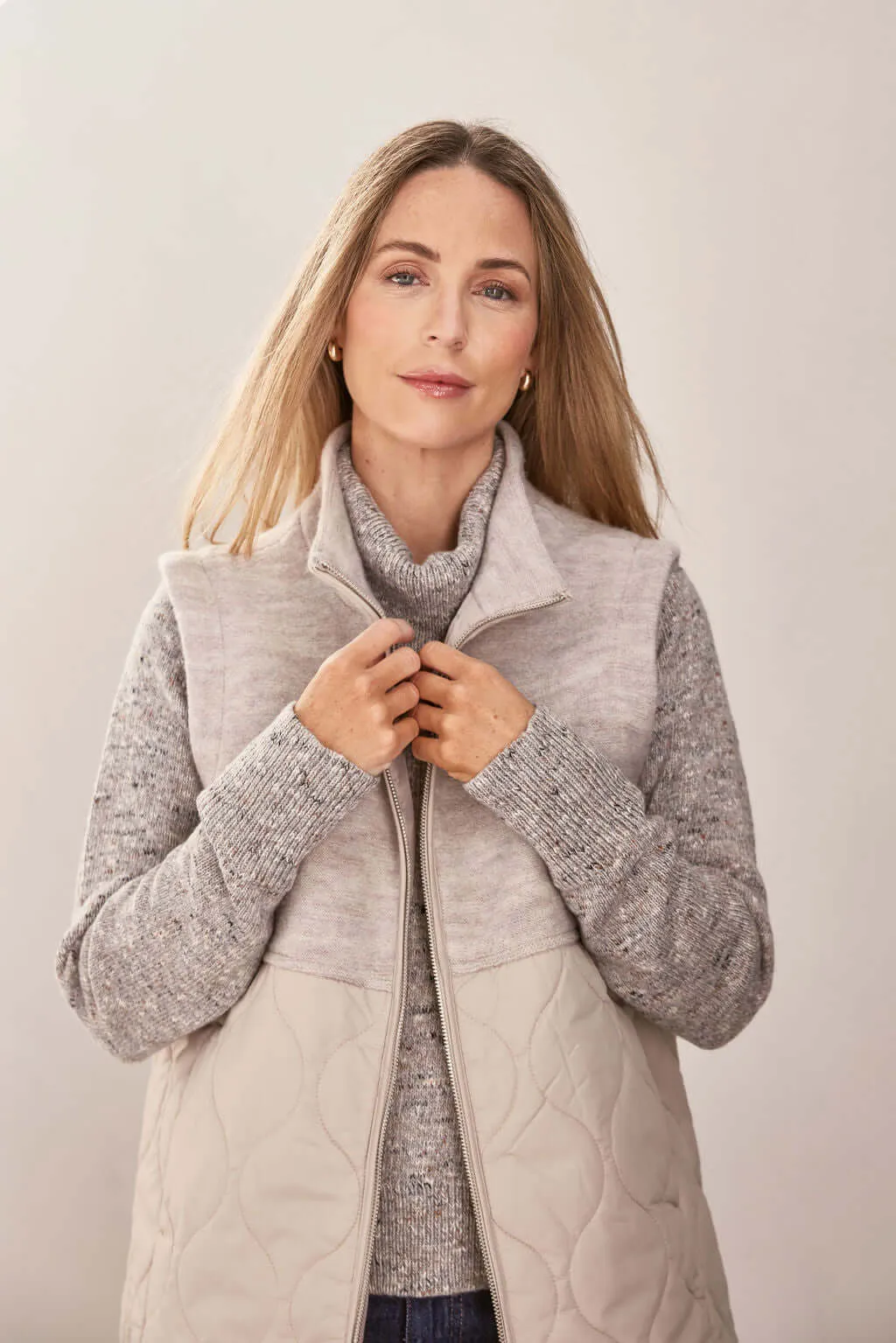 See Saw Boiled Wool Quilted Vest in Natural