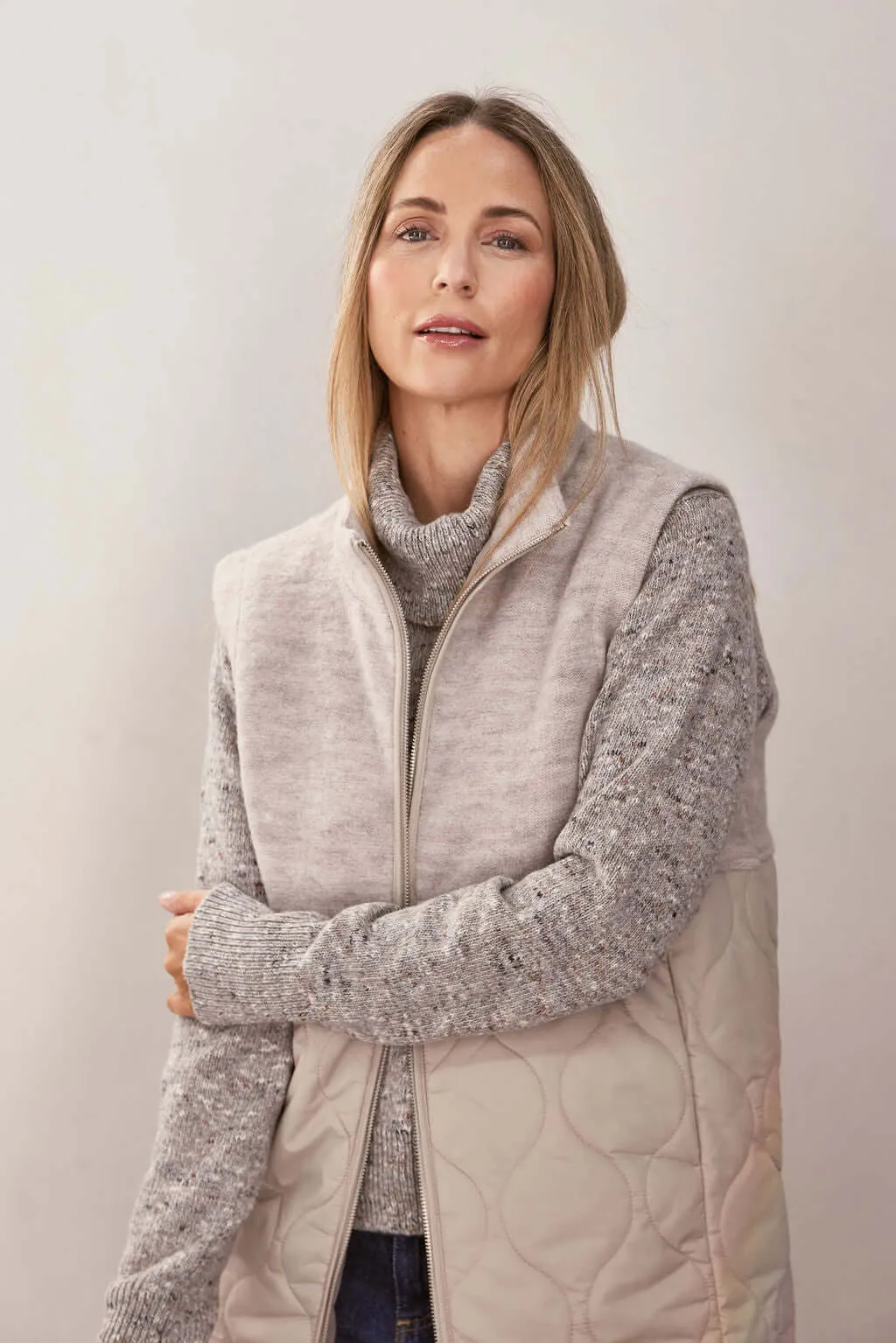 See Saw Boiled Wool Quilted Vest in Natural