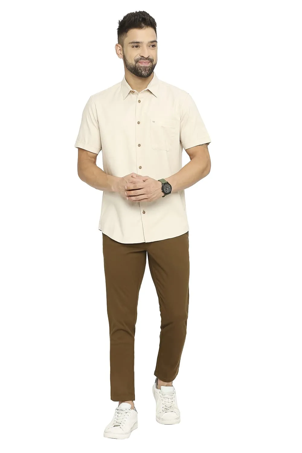 Slim Fit Polyester Cotton Lyocell Twill Halfsleeves Shirt