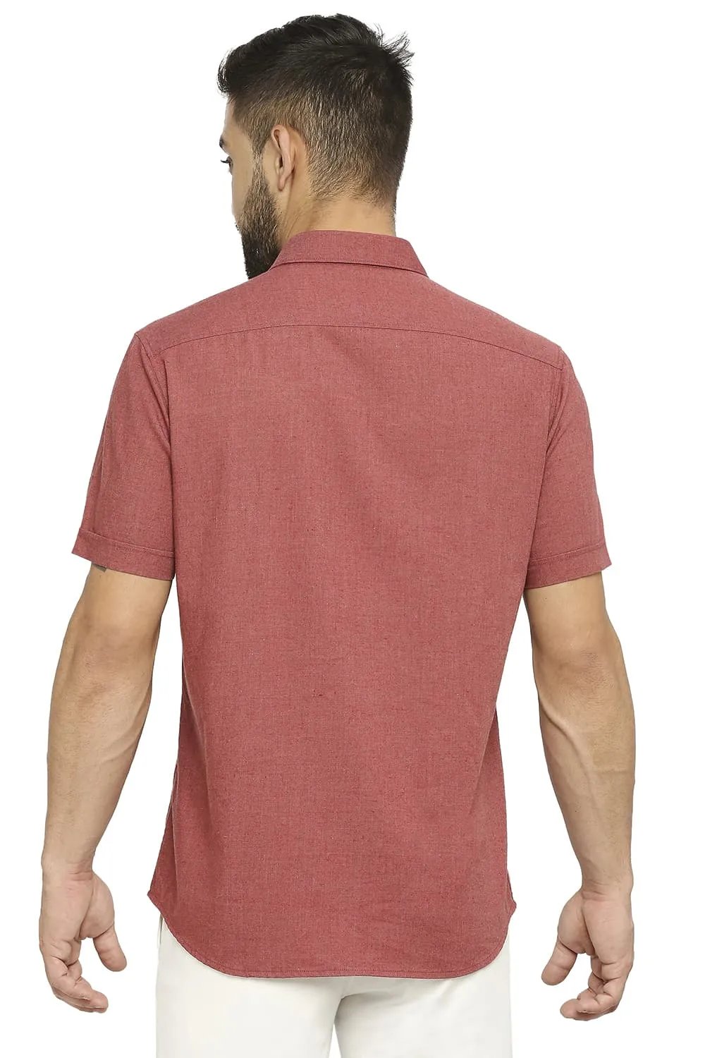 Slim Fit Polyester Cotton Lyocell Twill Halfsleeves Shirt