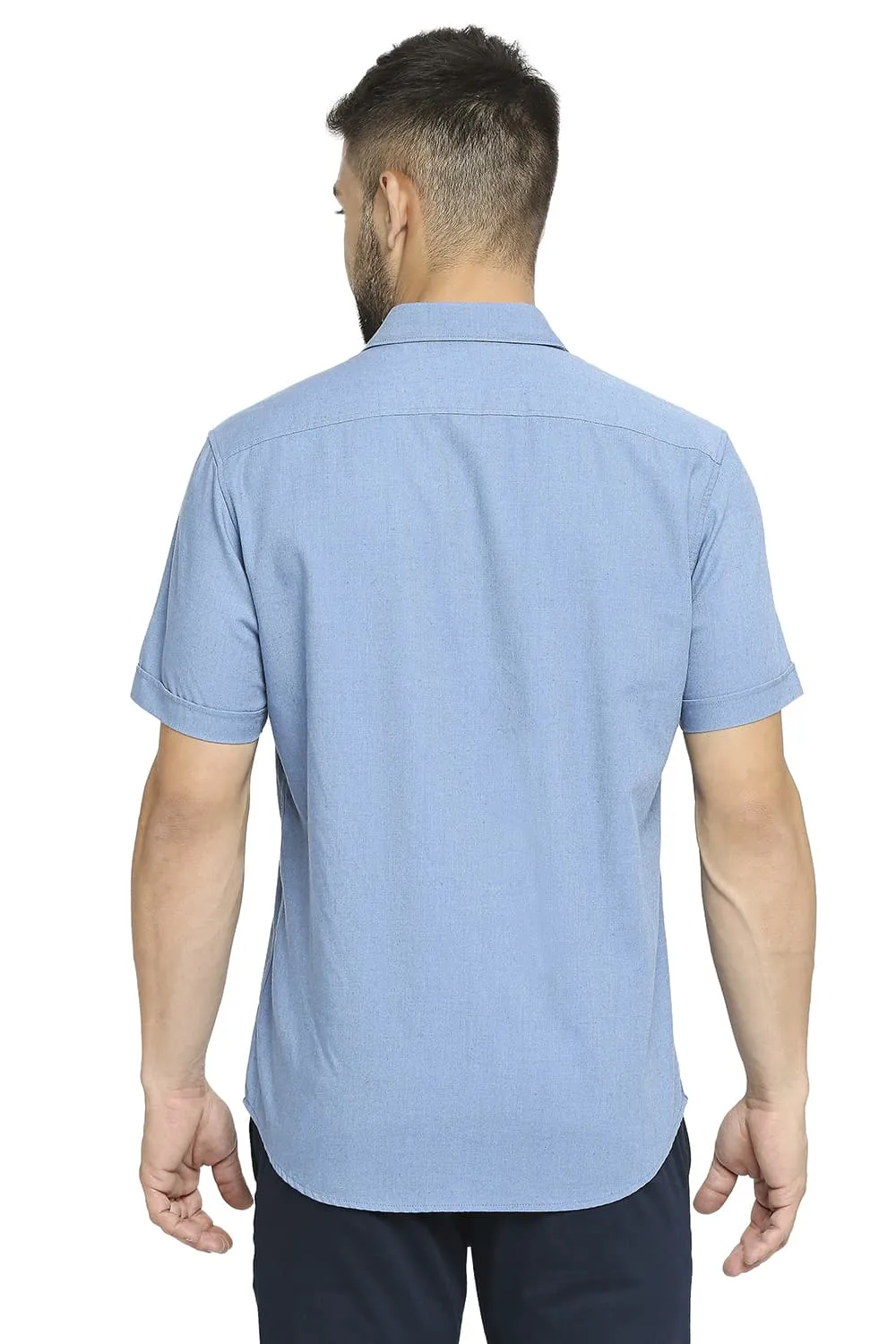 Slim Fit Polyester Cotton Lyocell Twill Halfsleeves Shirt