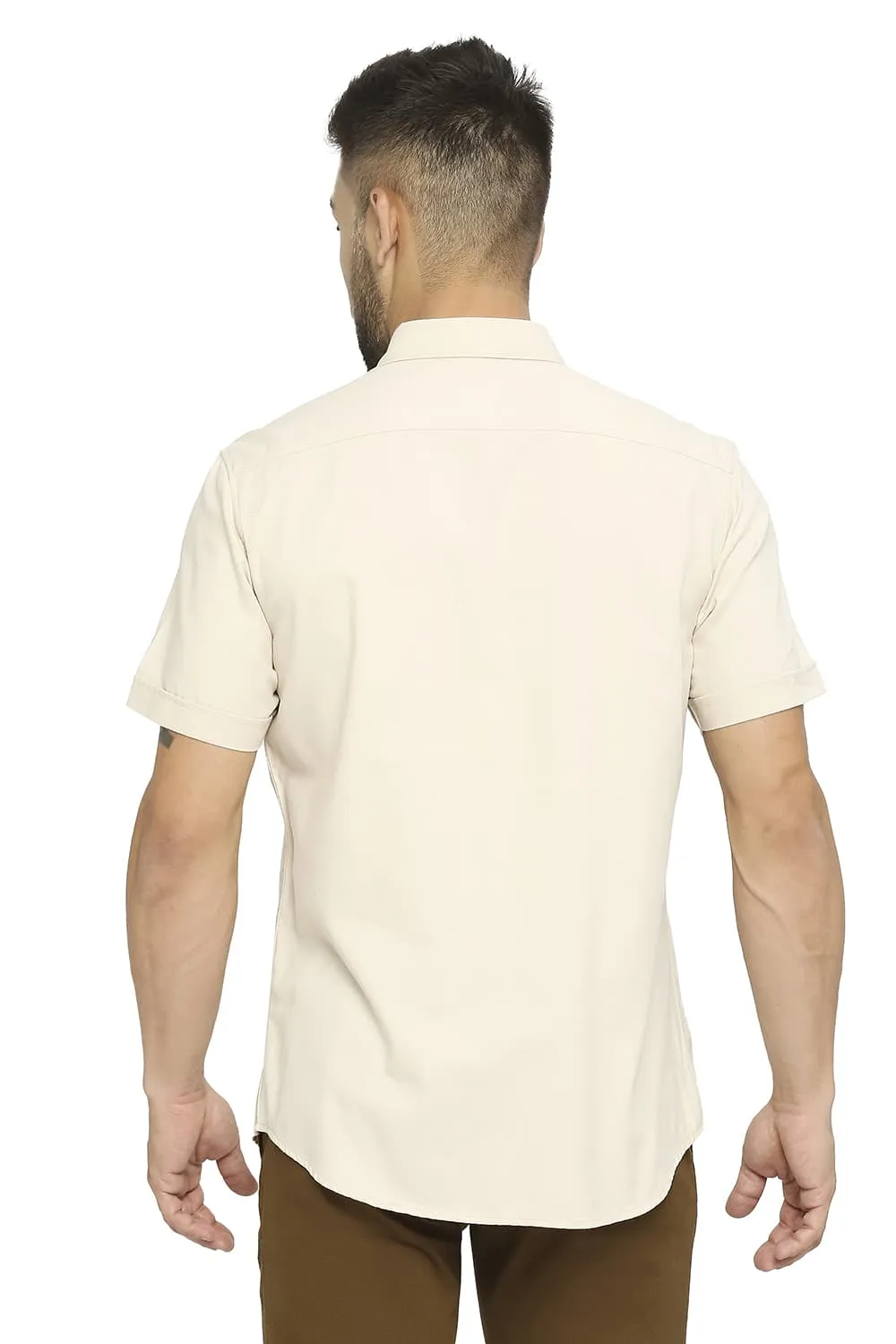 Slim Fit Polyester Cotton Lyocell Twill Halfsleeves Shirt