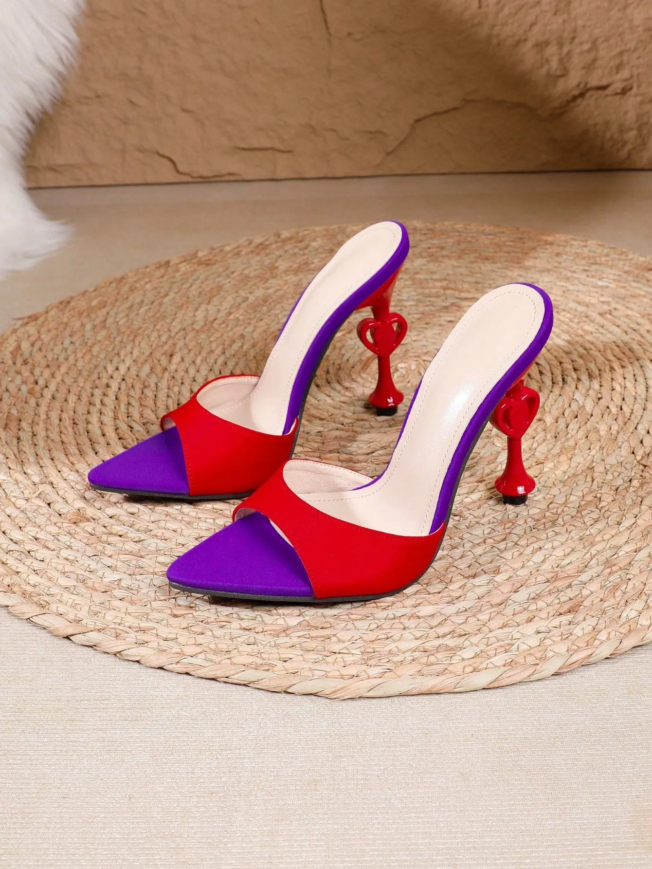 Women's Pointed Toe Velvet Fashion Slim High Heel Sandals